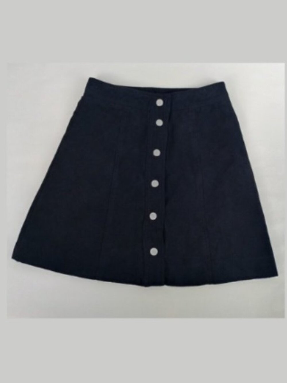 H&M Divided Womens 2 Black Button Open Front‎ Faux Suede Satin Lined Mini Skirt